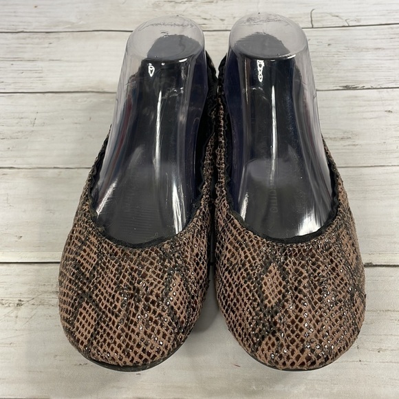 Corso Como Ballasox  Snakeskin Leather Embossed Foldable Ballet Flats - Picture 3 of 10